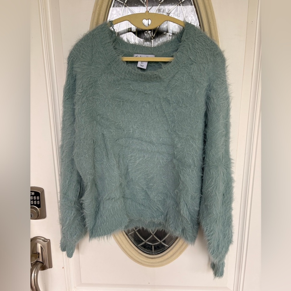 Elegant Teal Fuzzy Sweater